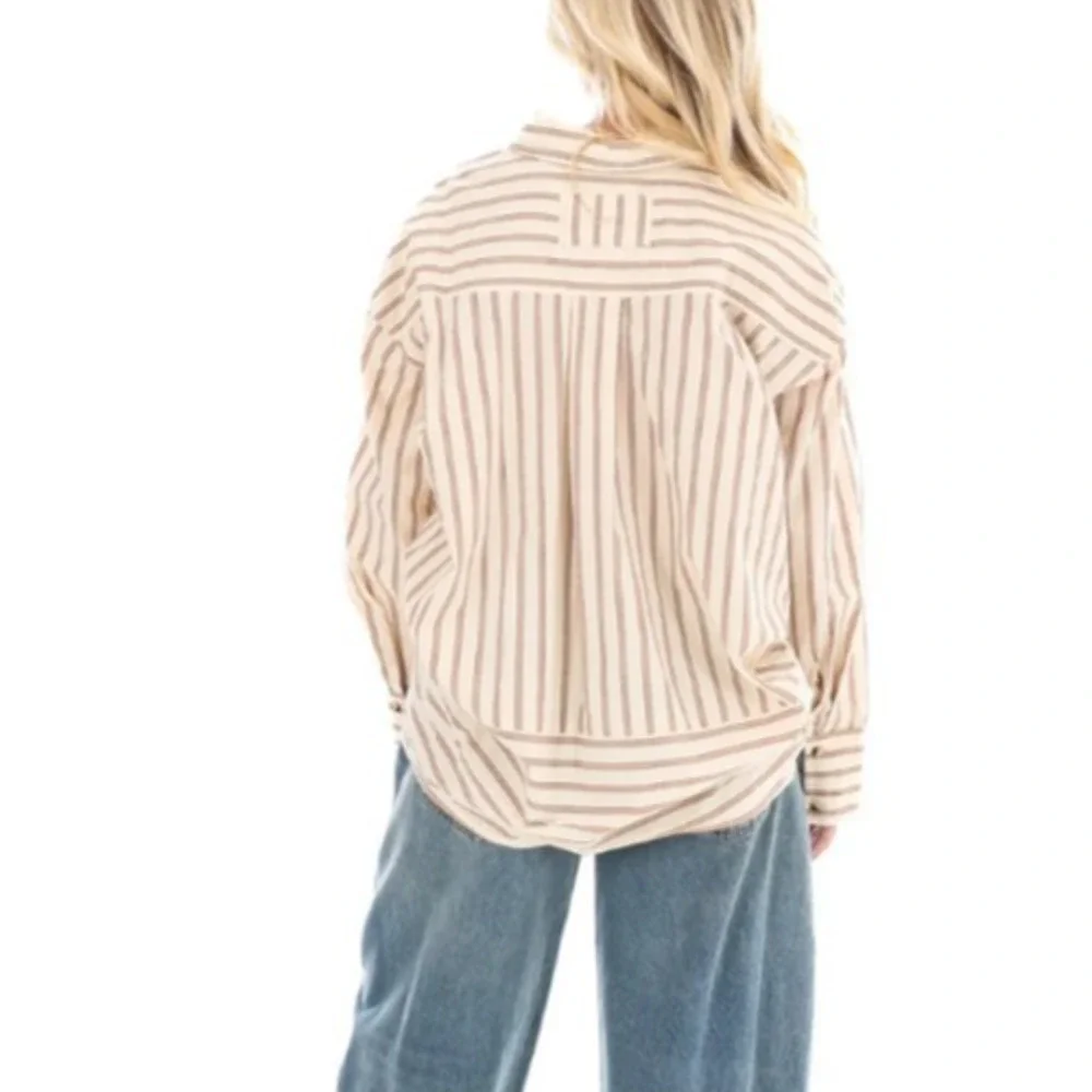 Free People women's‎ Striped Button-Up Oversized XS 